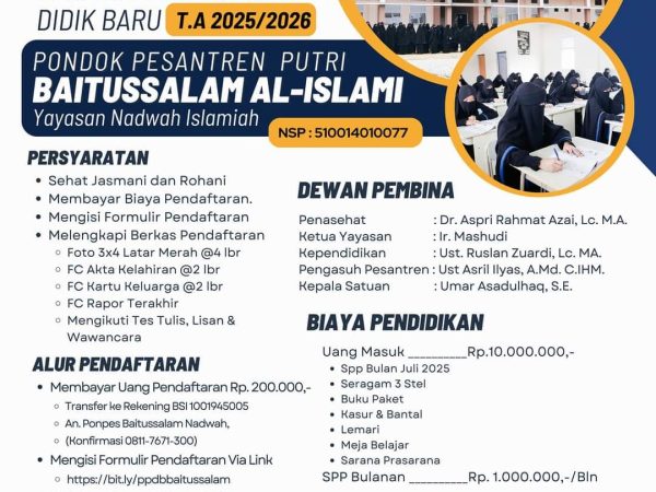 Brosur PPDB PESANTREN BAITUS SALAM 2025/2026